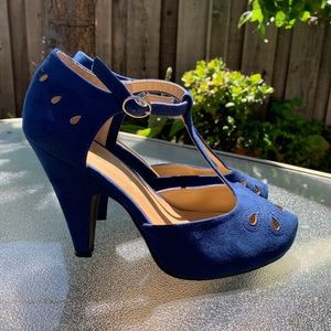 GRAHAM STREET BLUE SUEDE PUMPS